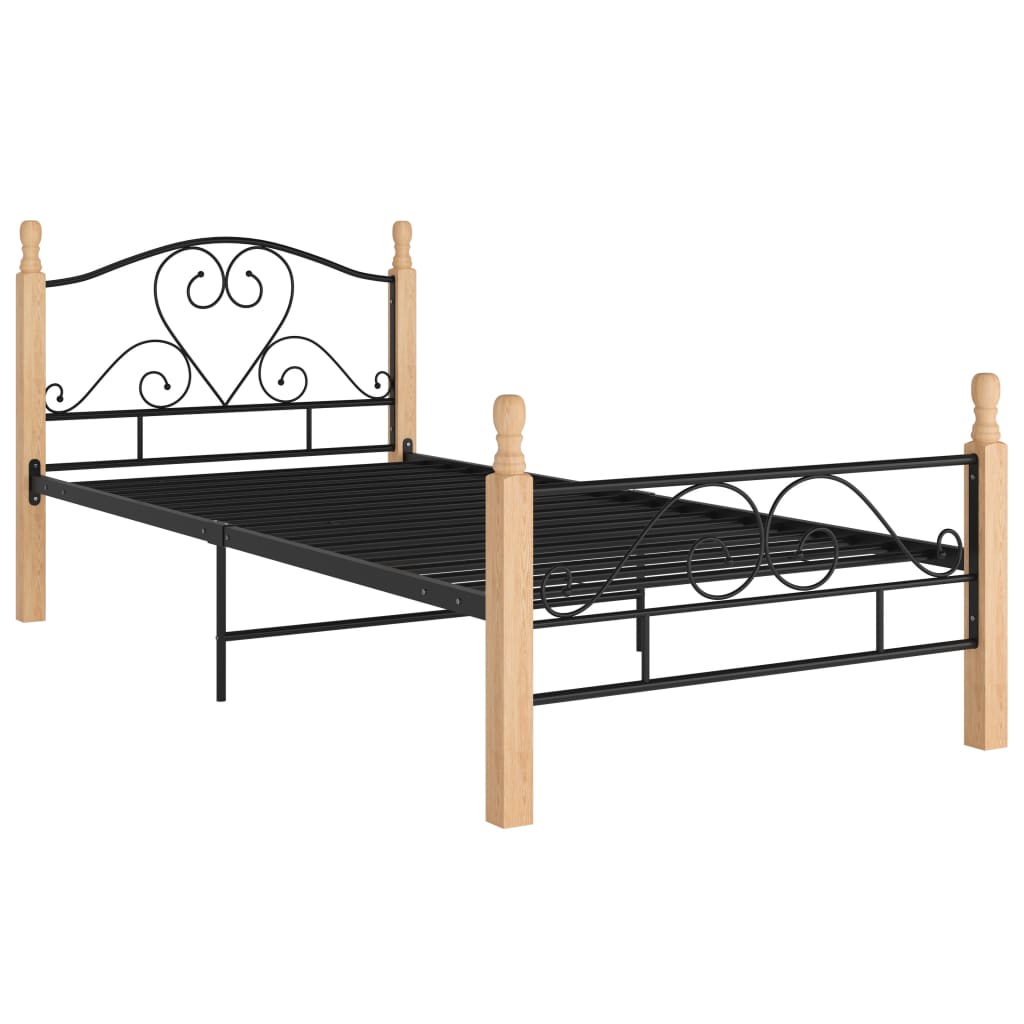 Bed Frame Black Metal 90X200 Cm