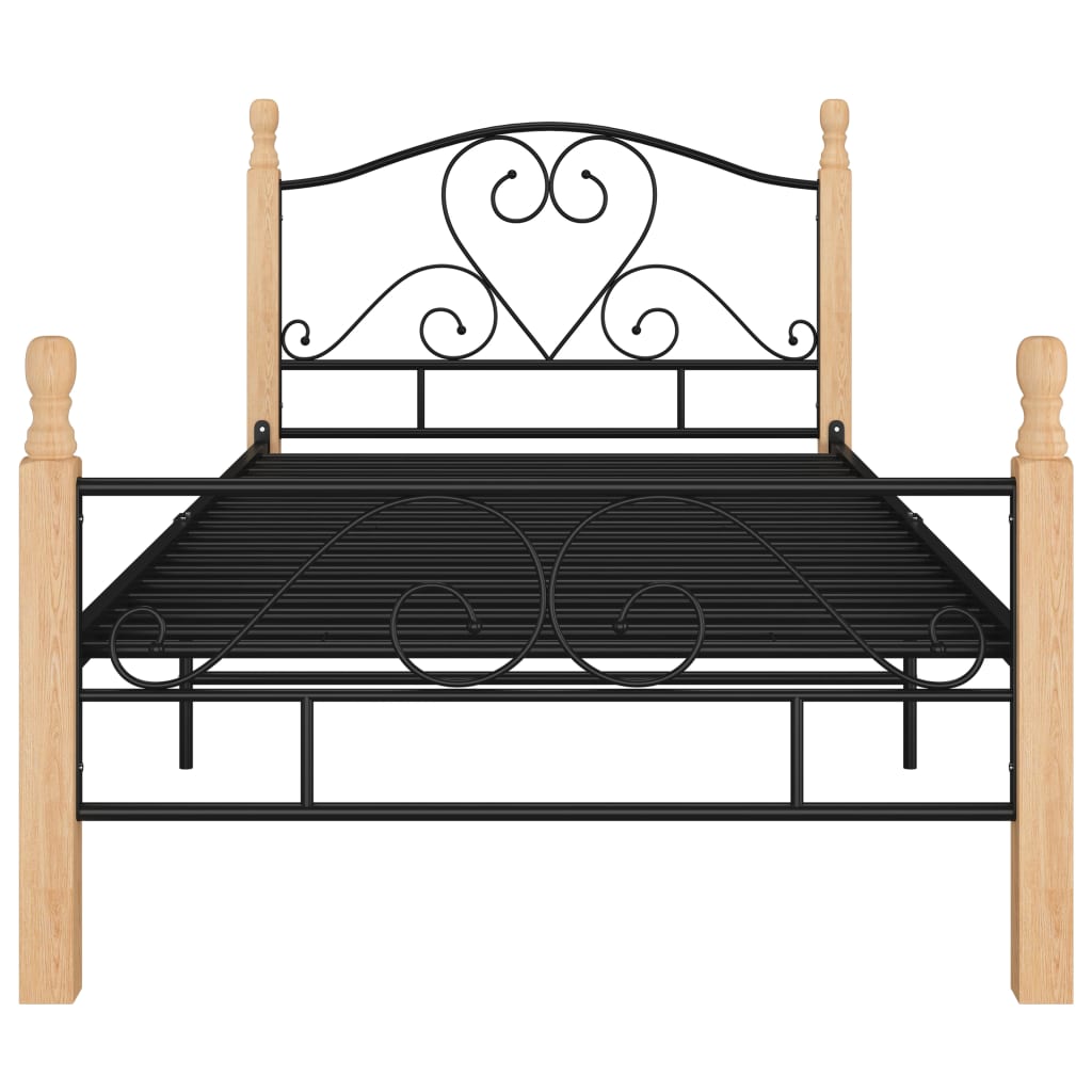 Bed Frame Black Metal 90X200 Cm