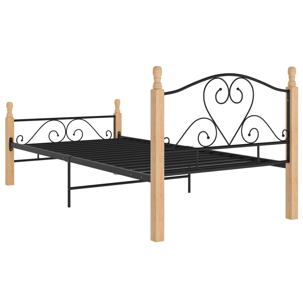 Bed Frame Black Metal 90X200 Cm