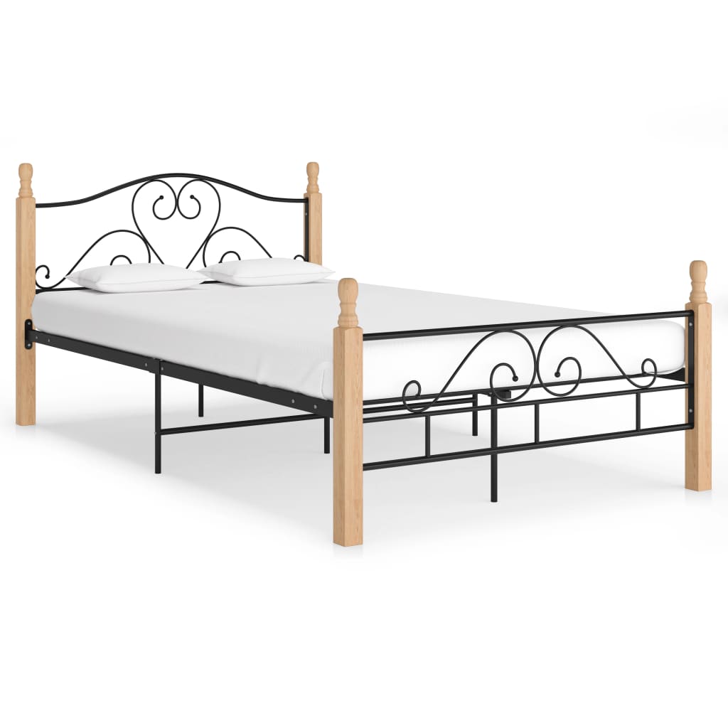 Bed Frame Black Metal 120X200 Cm