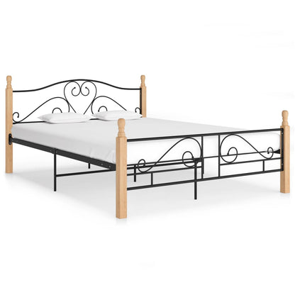 Bed Frame Black Metal 140X200 Cm