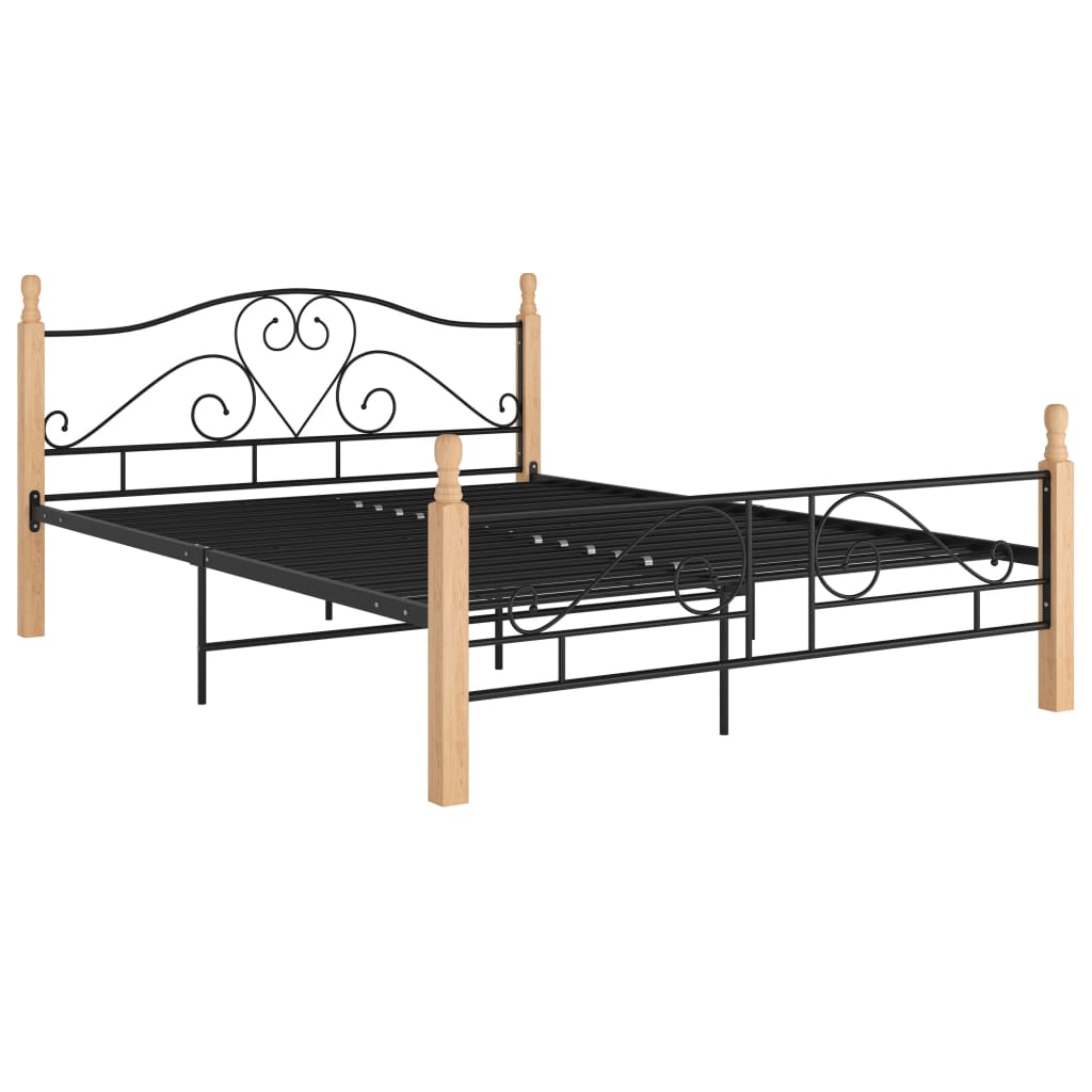 Bed Frame Black Metal 140X200 Cm