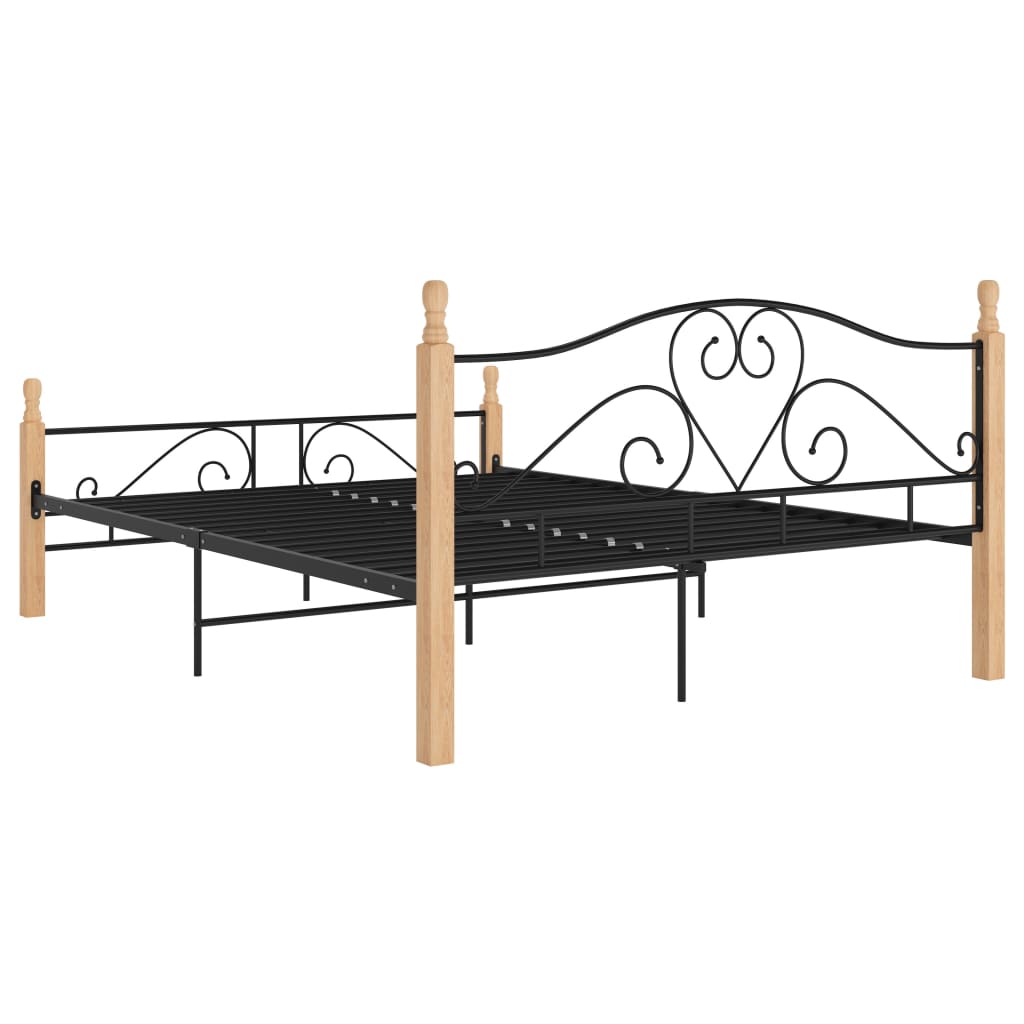 Bed Frame Black Metal 140X200 Cm