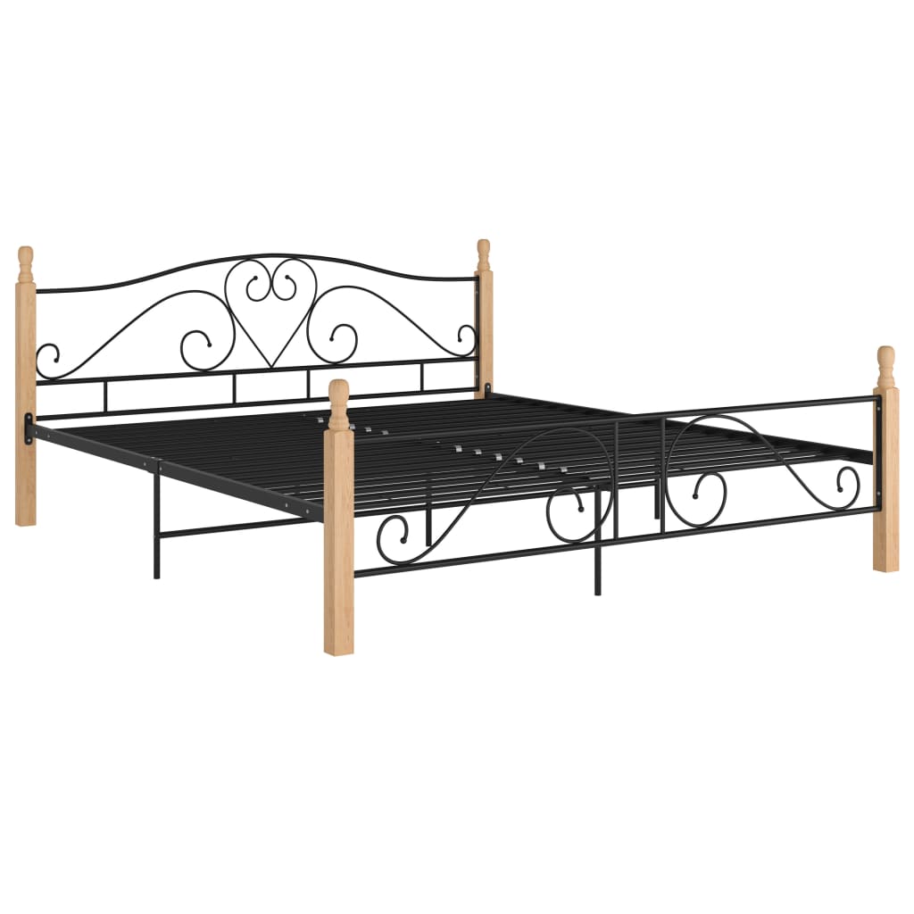 Bed Frame Without Mattress Black Metal 200X200 Cm