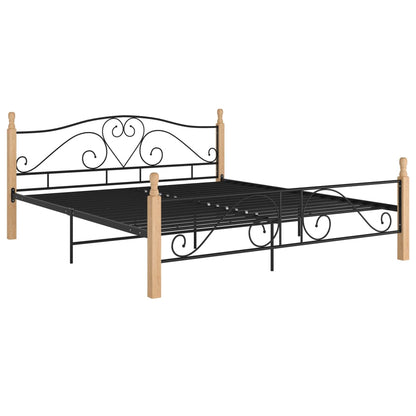 Bed Frame Without Mattress Black Metal 200X200 Cm