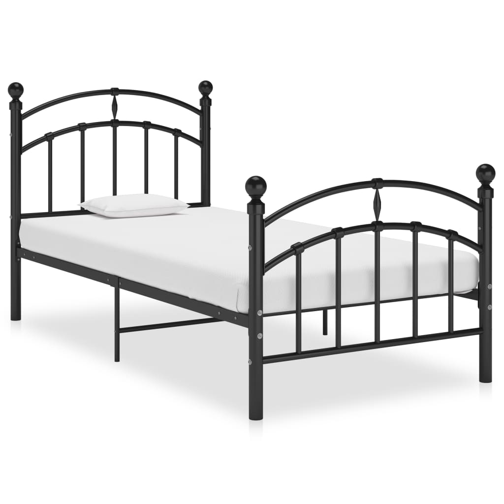 Bed Frame Black Metal 90X200 Cm