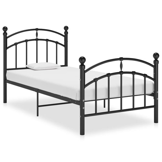 Bed Frame Black Metal 90X200 Cm