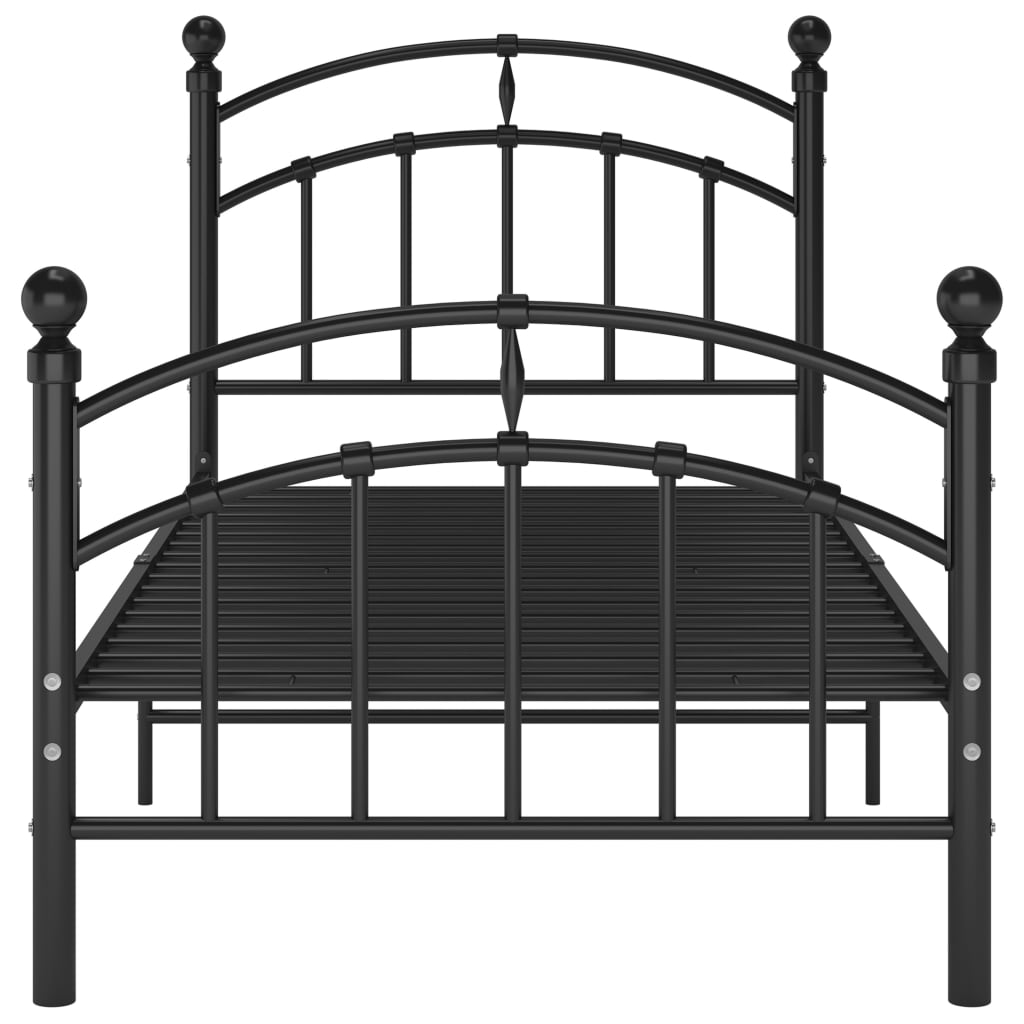 Bed Frame Black Metal 90X200 Cm