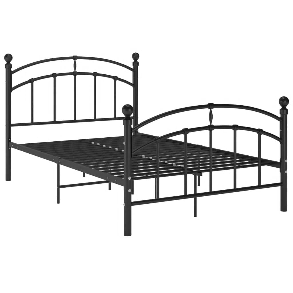 Bed Frame Without Mattress Black Metal 120X200 Cm