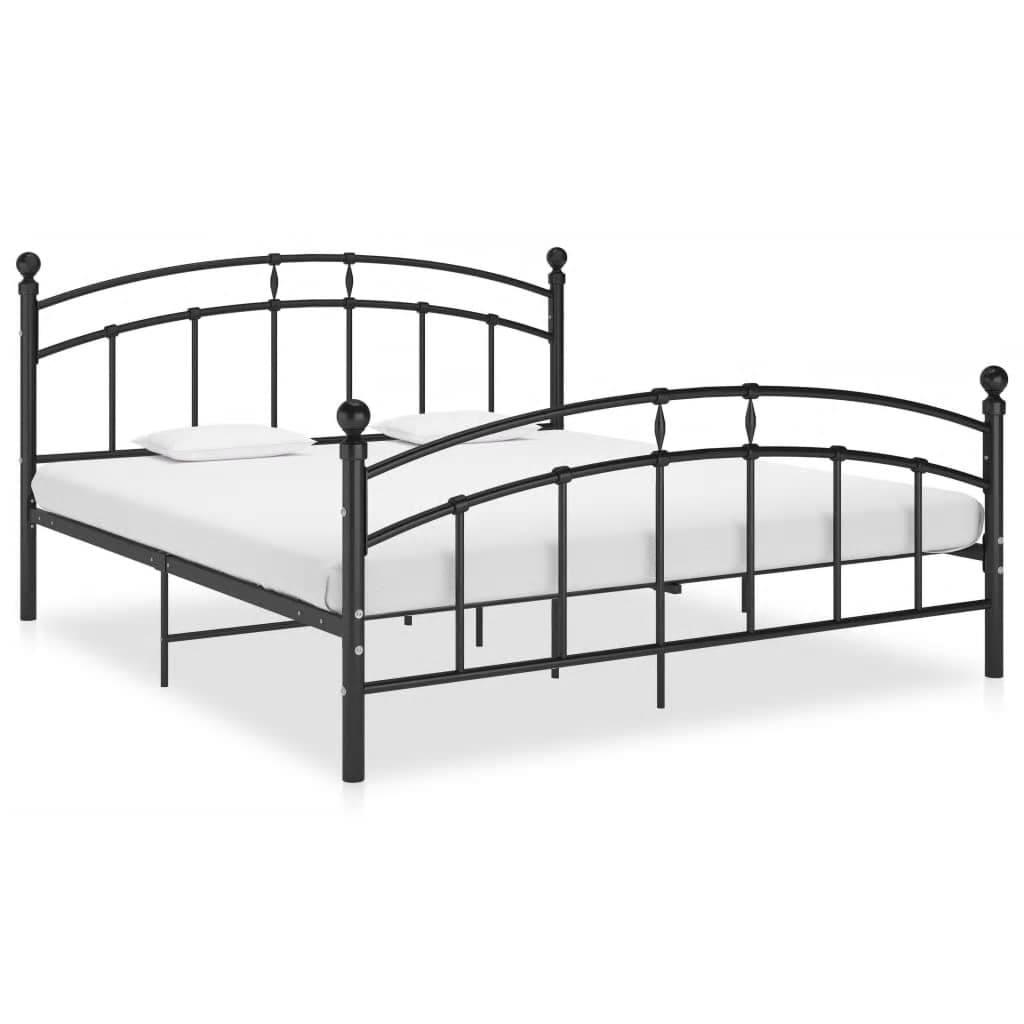 Bed Frame Black Metal 140X200 Cm