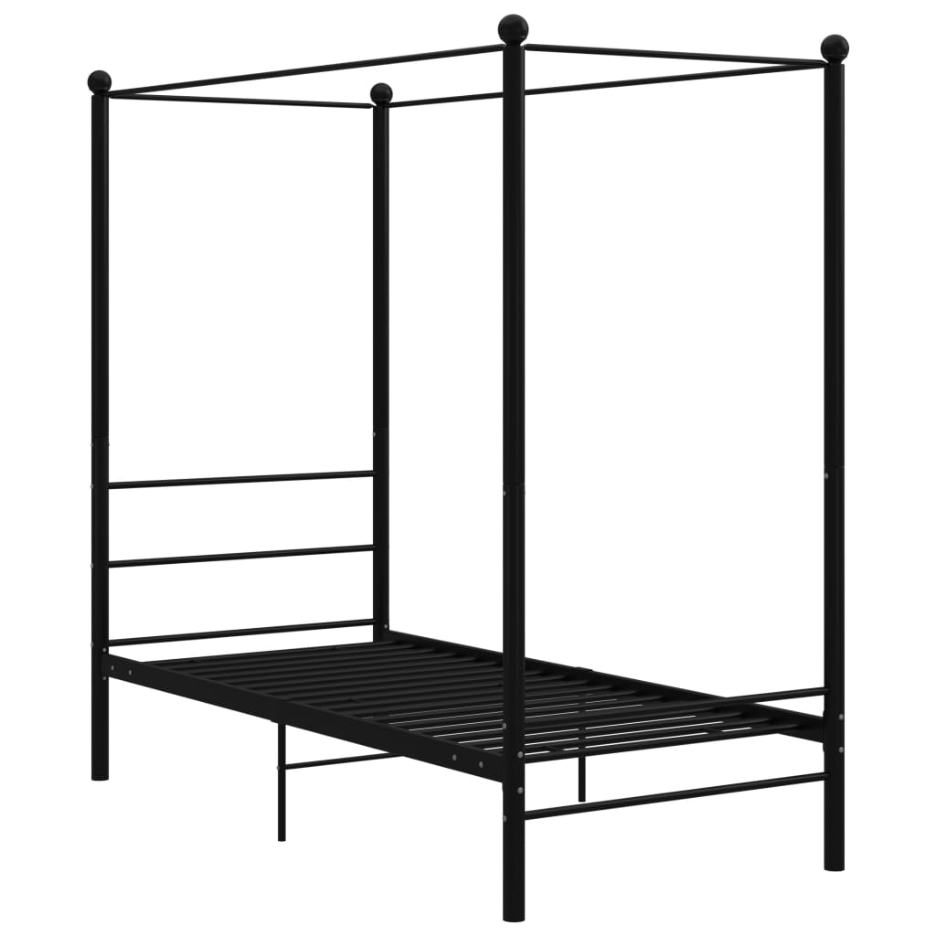 Canopy Bed Frame Without Mattress Black Metal 90X200 Cm