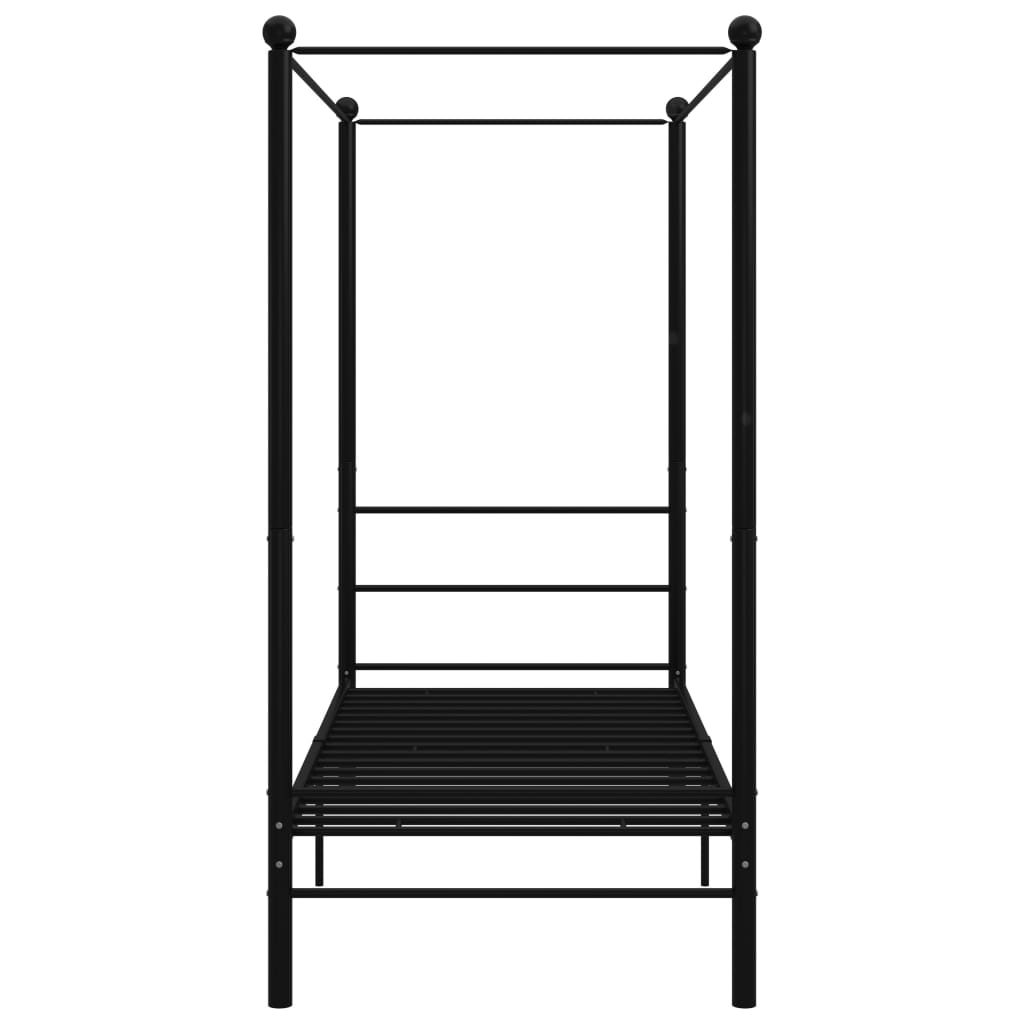 Canopy Bed Frame Without Mattress Black Metal 90X200 Cm