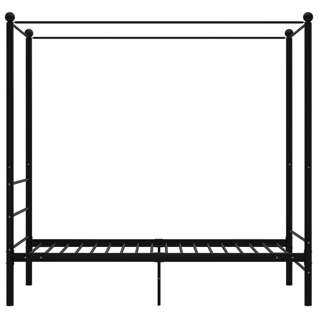 Canopy Bed Frame Black Metal 100X200 Cm