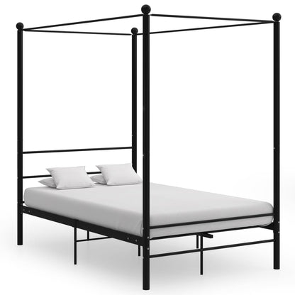 Canopy Bed Frame Black Metal 120X200 Cm