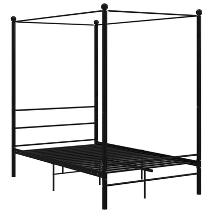 Canopy Bed Frame Black Metal 120X200 Cm