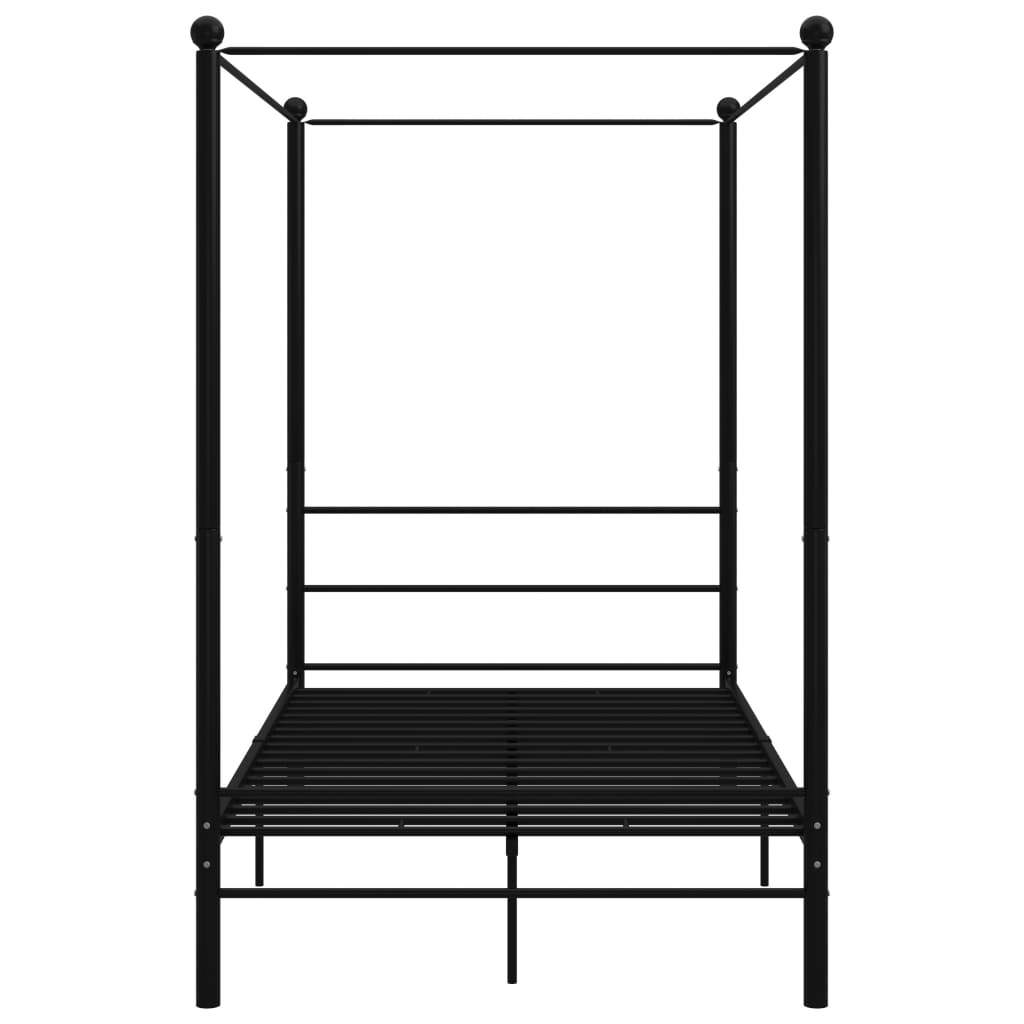 Canopy Bed Frame Black Metal 120X200 Cm