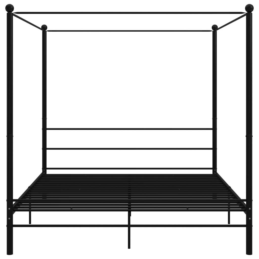 Canopy Bed Frame Black Metal 180X200 Cm Super King