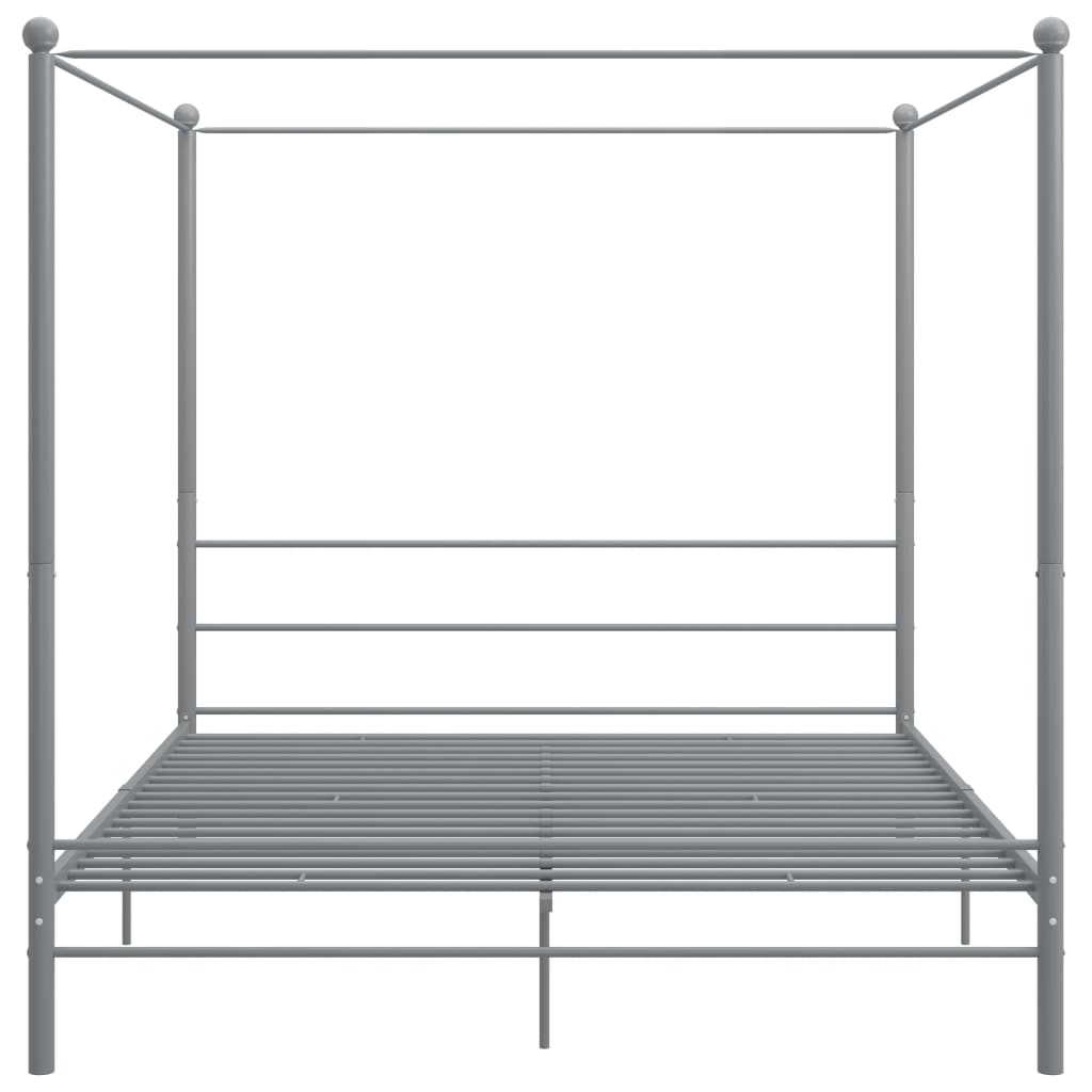 Canopy Bed Frame Grey Metal 180X200 Cm Super King