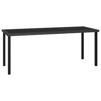 Garden Dining Table Black 180X70X73 Cm Poly Rattan