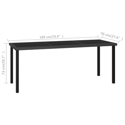 Garden Dining Table Black 180X70X73 Cm Poly Rattan