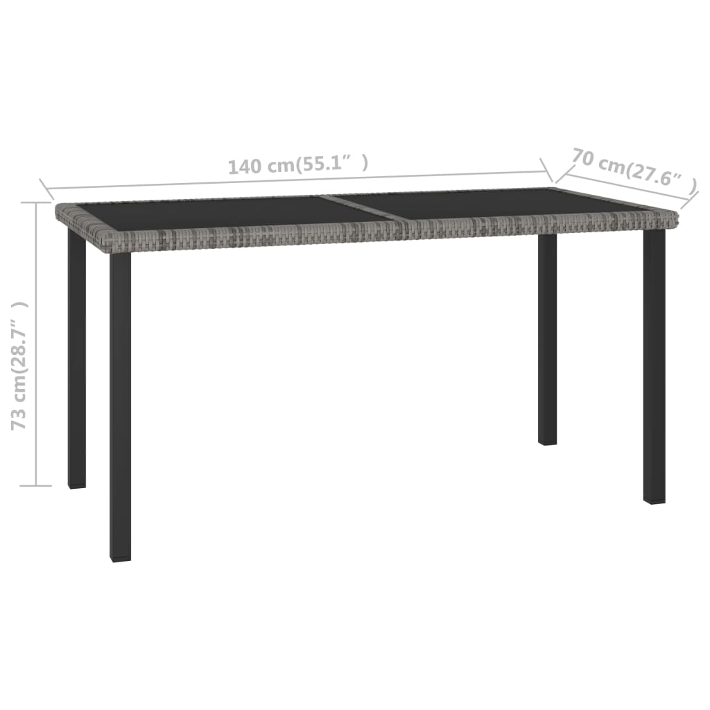 Garden Dining Table Grey 140X70X73 Cm Poly Rattan