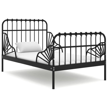 Extendable Bed Frame Black Metal 80X130/200 Cm