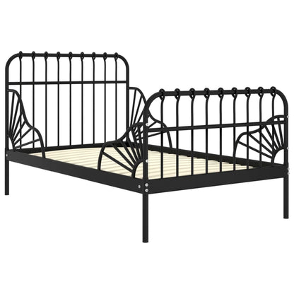 Extendable Bed Frame Black Metal 80X130/200 Cm