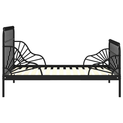 Extendable Bed Frame Black Metal 80X130/200 Cm