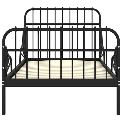 Extendable Bed Frame Black Metal 80X130/200 Cm