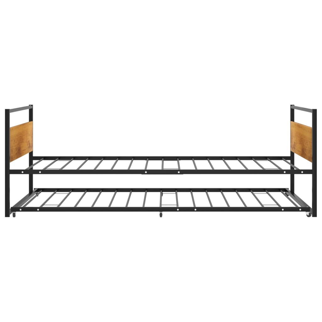 Pull-Out Bed Frame Black Metal 90X200 Cm