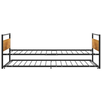 Pull-Out Bed Frame Black Metal 90X200 Cm