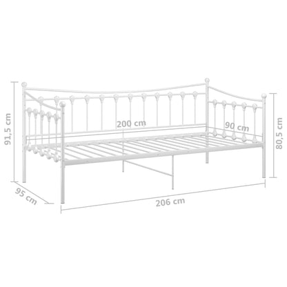 Sofa Bed Frame Without Mattress White Metal 90X200 Cm