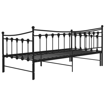 Pull-Out Sofa Bed Frame Black Metal 90X200 Cm