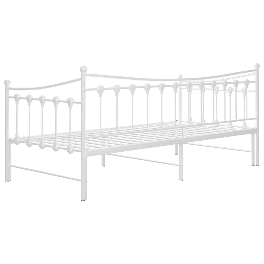 Pull-Out Sofa Bed Frame Without Mattress White Metal 90X200 Cm