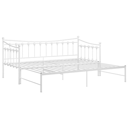 Pull-Out Sofa Bed Frame Without Mattress White Metal 90X200 Cm