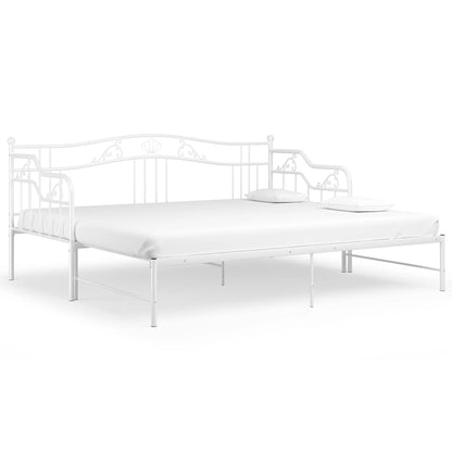 Pull-Out Sofa Bed Frame White Metal 90X200 Cm