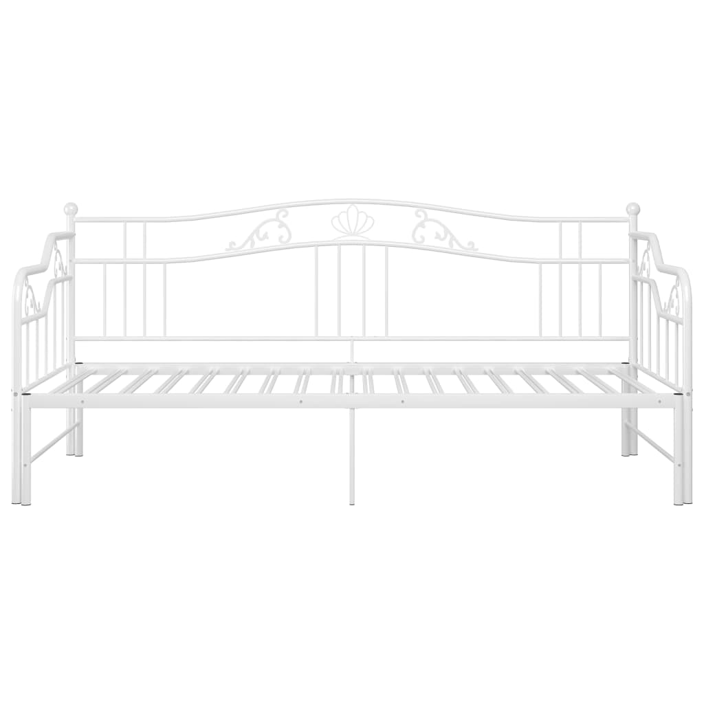 Pull-Out Sofa Bed Frame White Metal 90X200 Cm