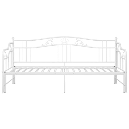 Pull-Out Sofa Bed Frame White Metal 90X200 Cm