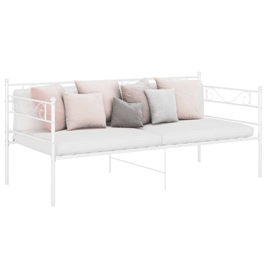 Sofa Bed Frame White Metal 90X200 Cm