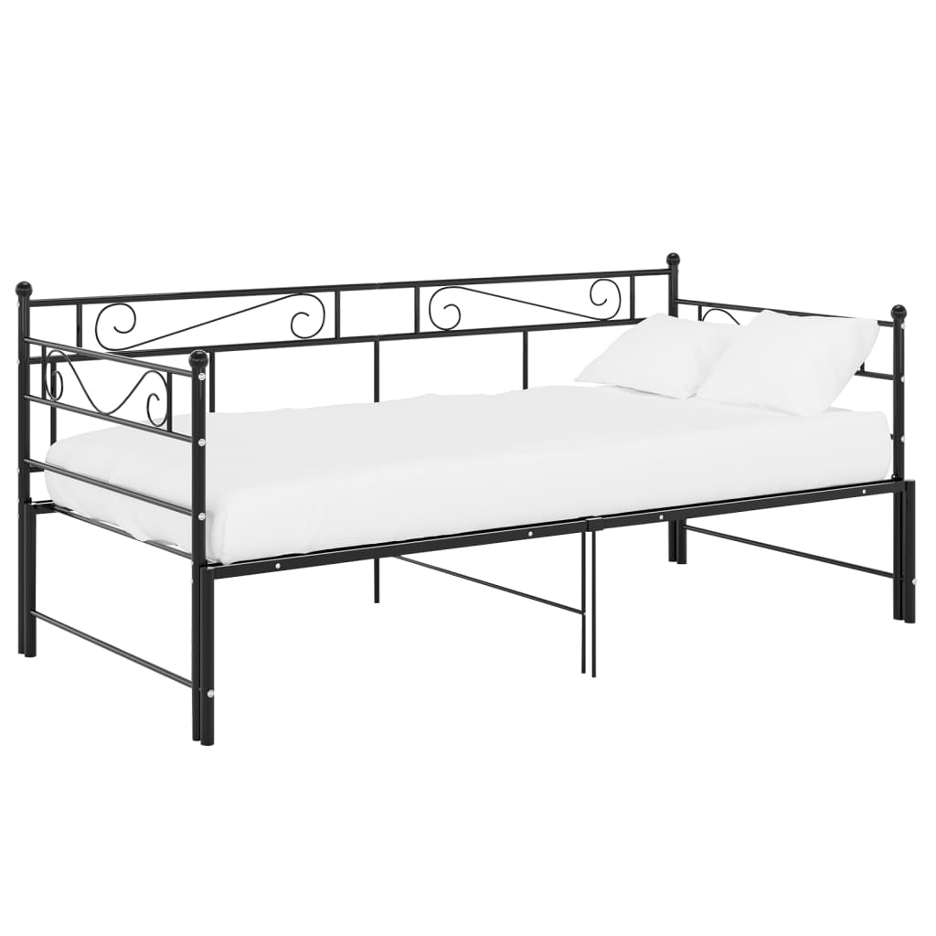 Pull-Out Sofa Bed Frame Black Metal 90X200 Cm