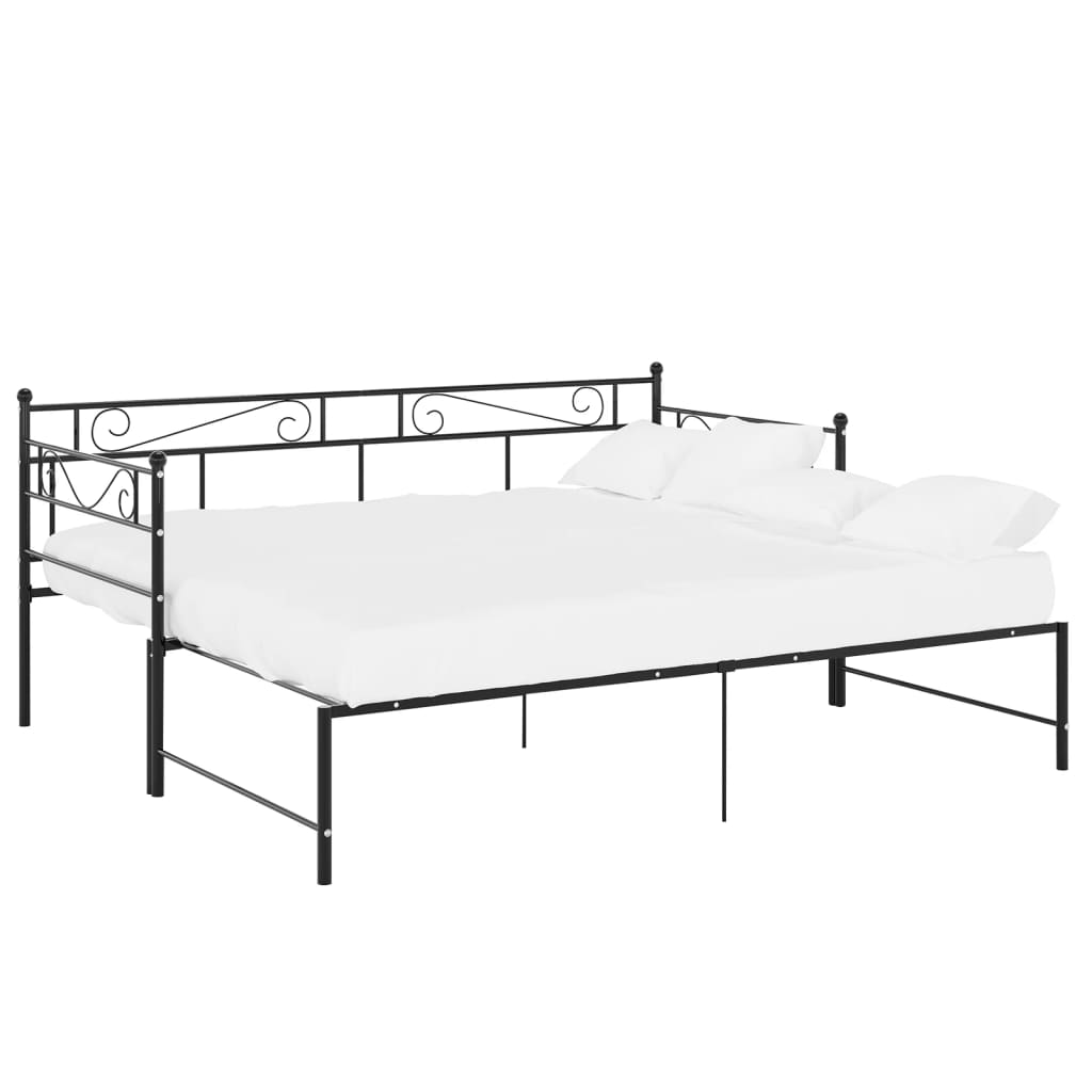 Pull-Out Sofa Bed Frame Black Metal 90X200 Cm