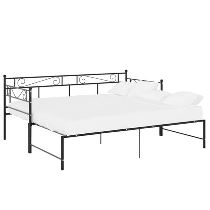 Pull-Out Sofa Bed Frame Black Metal 90X200 Cm