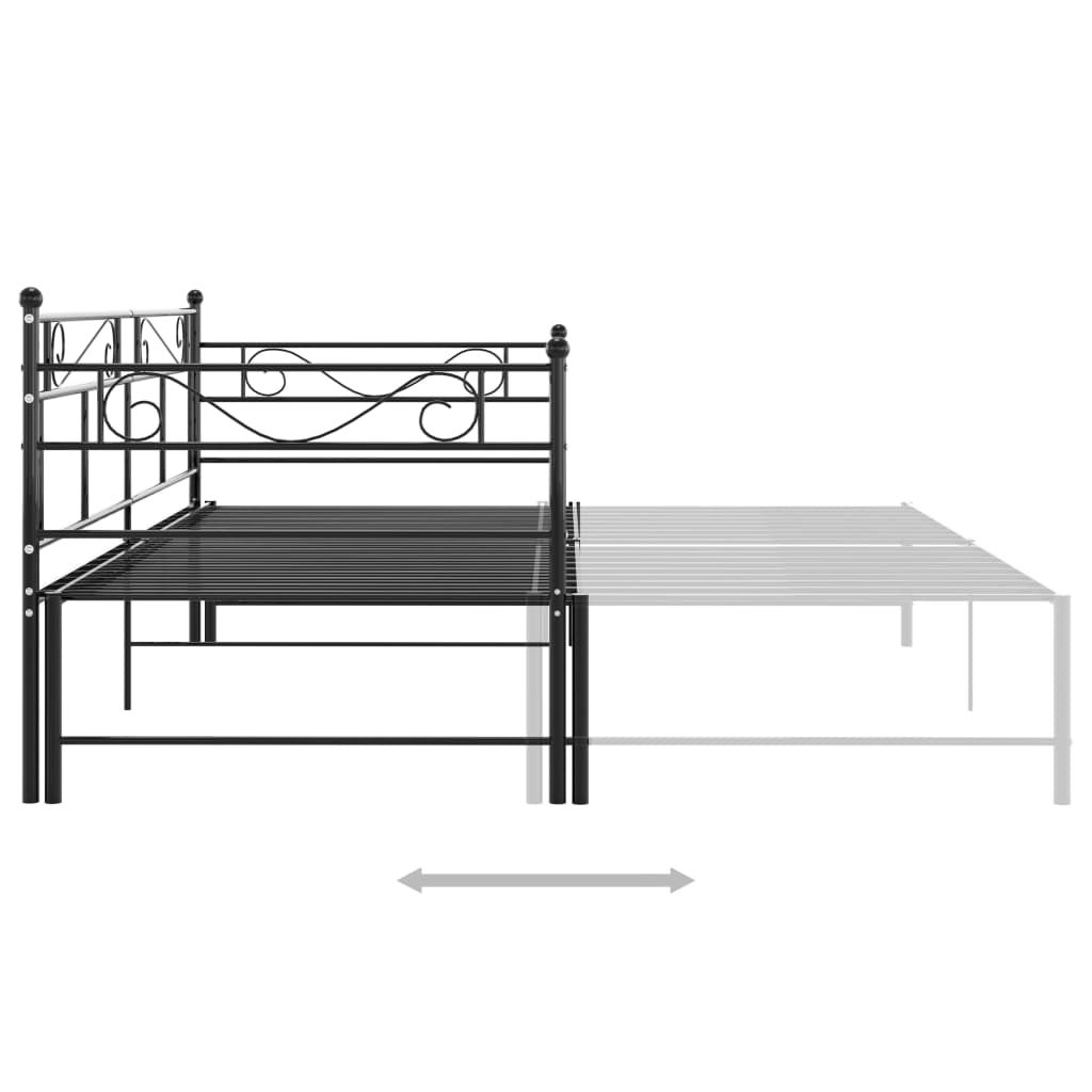 Pull-Out Sofa Bed Frame Black Metal 90X200 Cm