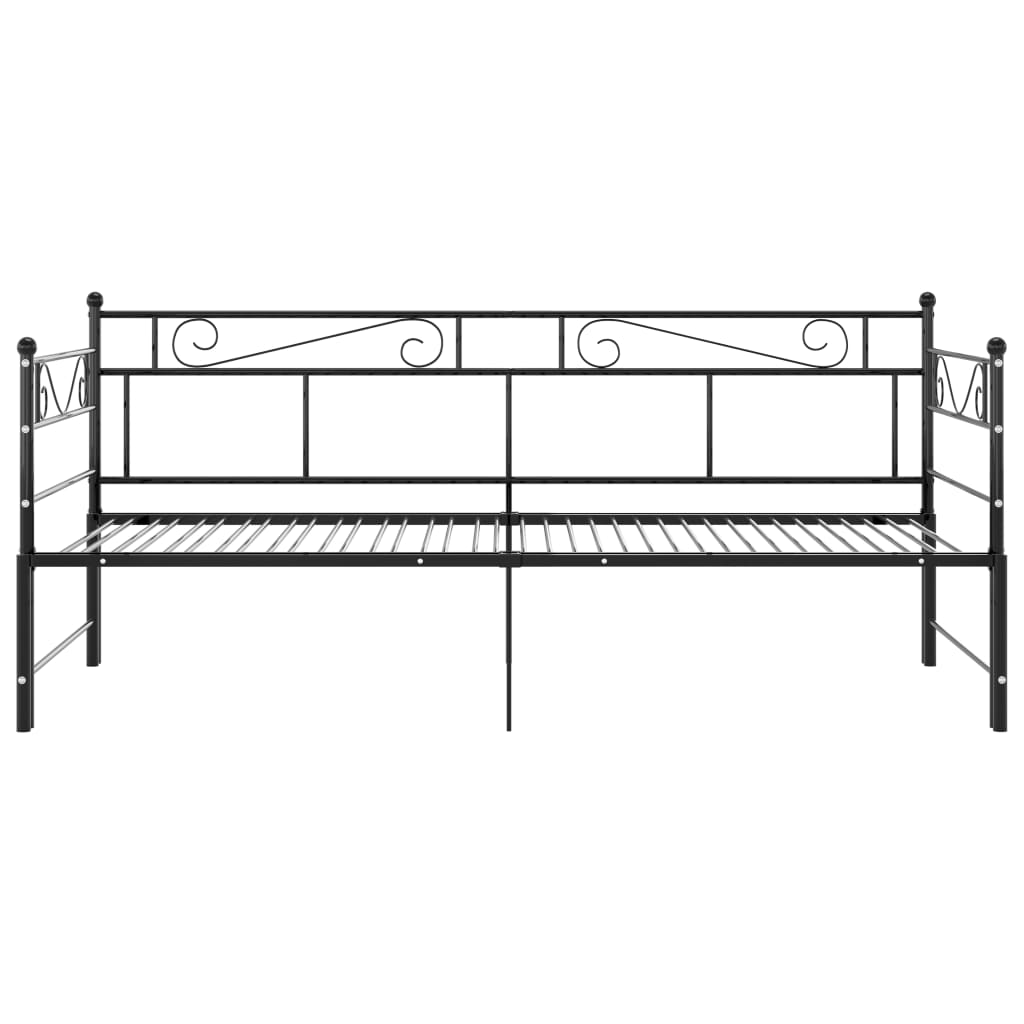 Pull-Out Sofa Bed Frame Black Metal 90X200 Cm