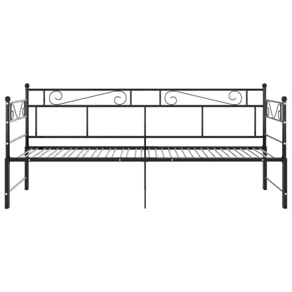 Pull-Out Sofa Bed Frame Black Metal 90X200 Cm