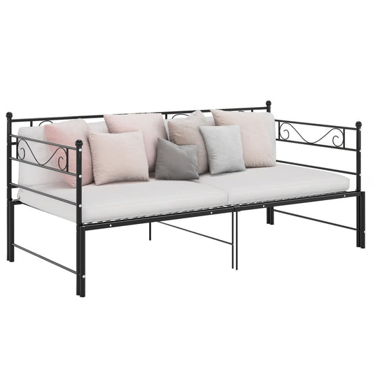 Pull-Out Sofa Bed Frame Black Metal 90X200 Cm