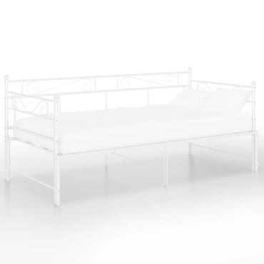 Pull-Out Sofa Bed Frame Without Mattress White Metal 90X200 Cm