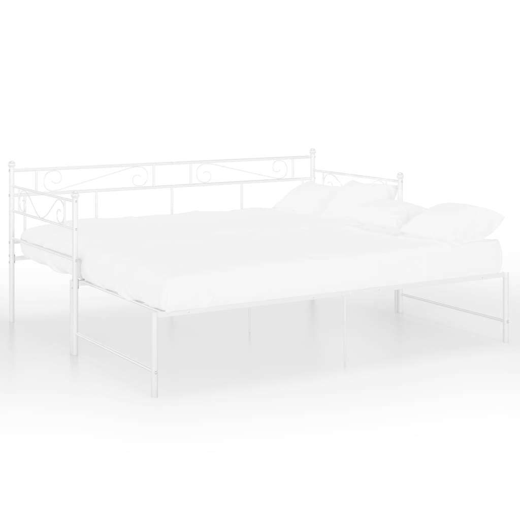 Pull-Out Sofa Bed Frame Without Mattress White Metal 90X200 Cm