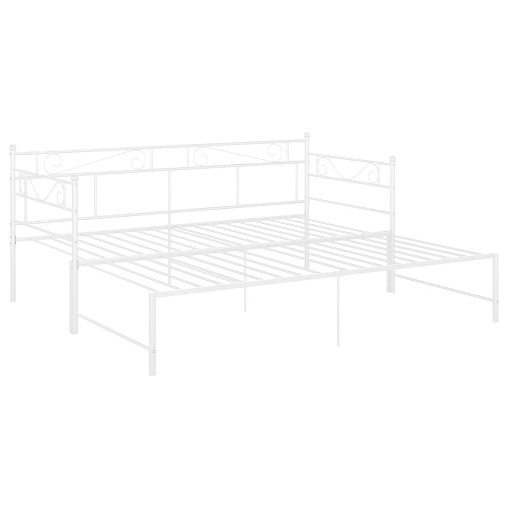 Pull-Out Sofa Bed Frame Without Mattress White Metal 90X200 Cm