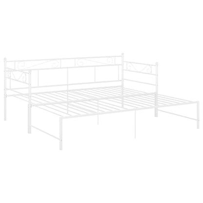 Pull-Out Sofa Bed Frame Without Mattress White Metal 90X200 Cm